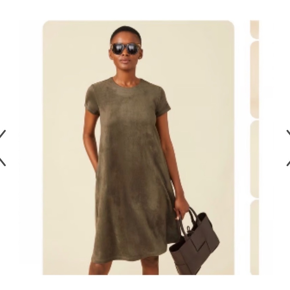 J.McLaughlin Faux Suede Crew Neck Cap Sleeve Swing Dress NWT